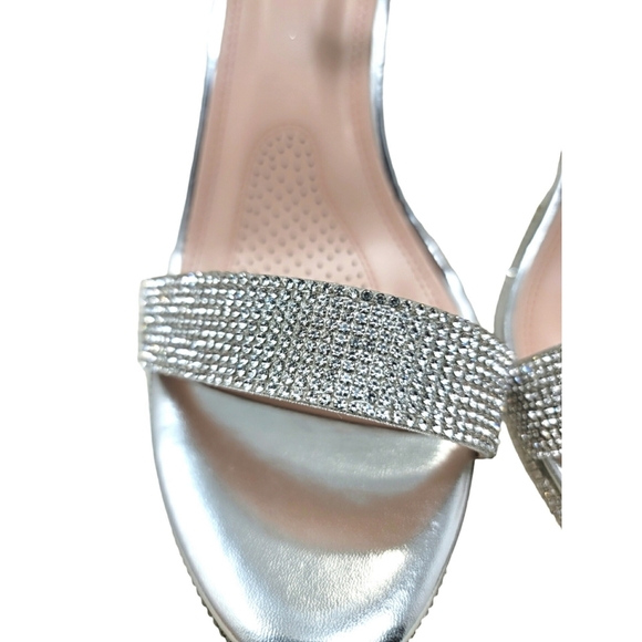 Forever Rhinestone Chunky Heel Platform Sandals Size 8.5 - Picture 4 of 10